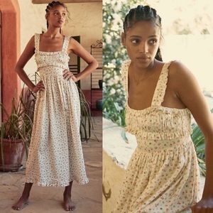 Dôen Insbrook 100% Silk Midi Dress in Cottage Breeze Floral